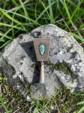 Navajo Sterling Silver Turquoise Pendant by Vernon Begay